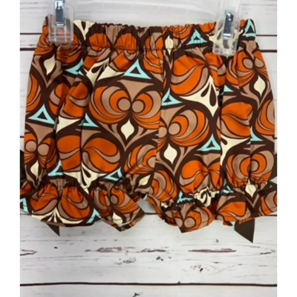 Beanstalk Originals Girl's Size 2T Hippie Psychedelic Brown Orange Circles Dress
